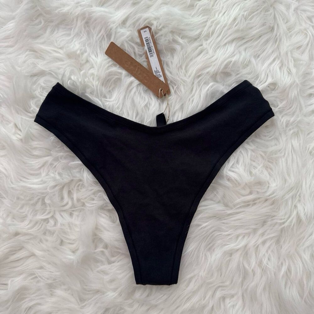 Skims Cotton Jersey Dipped Thong Soot Size Medium